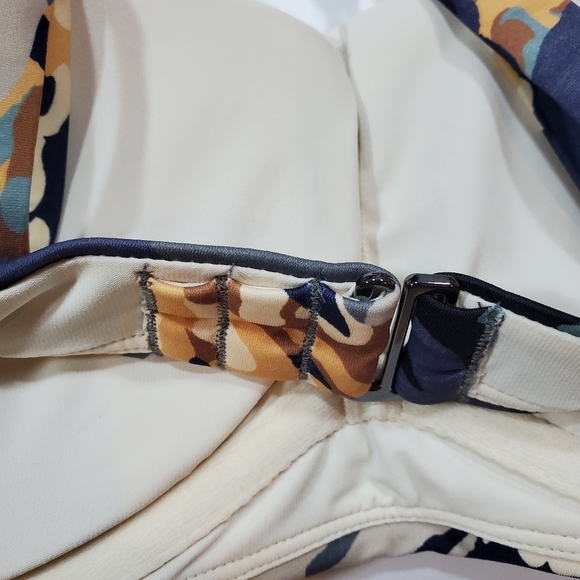 Athleta Bra Square Neck Printed Bikini Top Bora Bora Neutral Floral Print 40D/DD - Picture 16 of 16